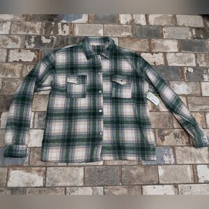 NWT Women's Large Green Plaid Flannel Shacket